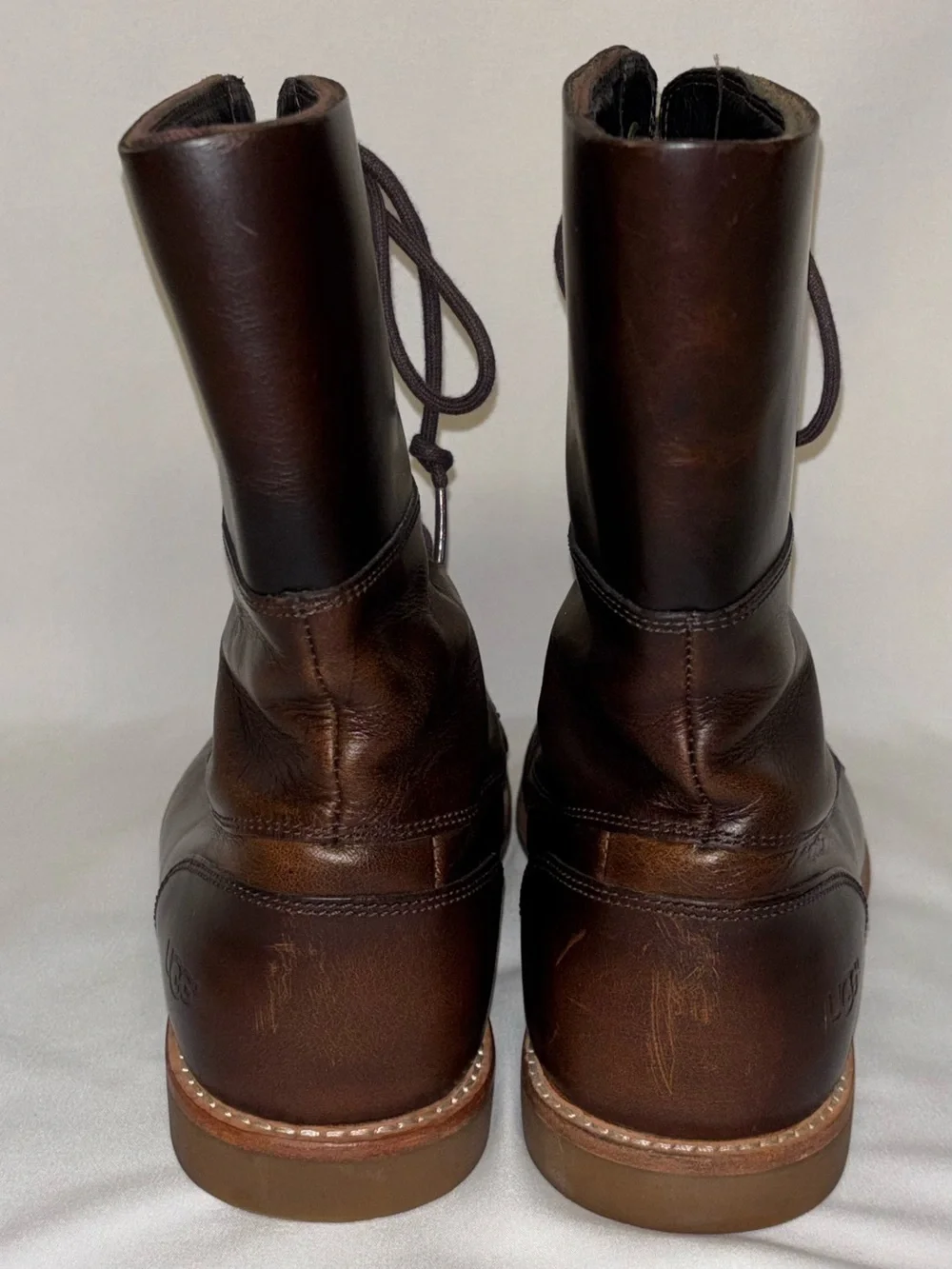 UGG Australia Larus Leather Grizzly Brown Waterproof Boots Men's Size 8